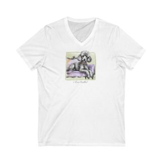Gray Poodle Tee Shirt, Poodle Short Sleeve V-Neck Tee, for dog Lovers, A Poodle's Life!
